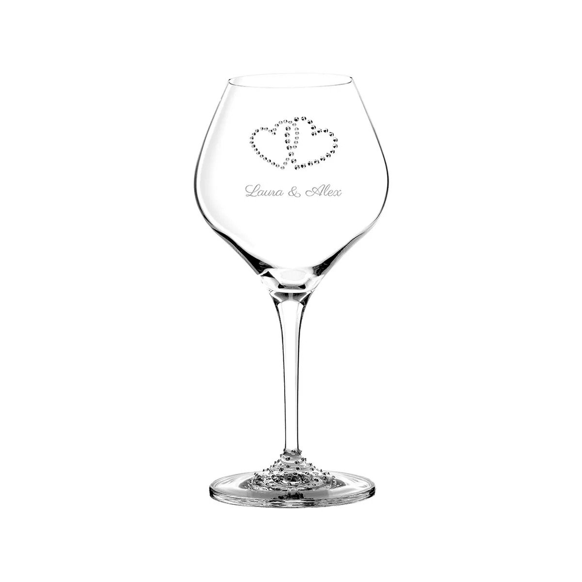 2er-Set - Weinglas mit Swarovski-Herzen – mit oder ohne Gravur