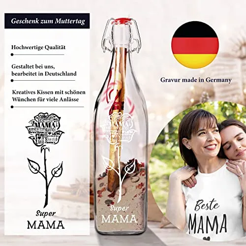Flaschenpost mit Gravur - Super Mama