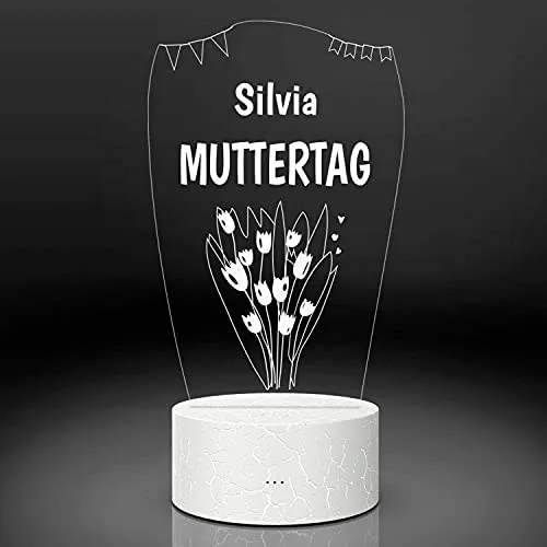 LED-Licht personalisiert - Perfektes Mama Geschenk mit Wunsch-Namen| Blumen für Mama